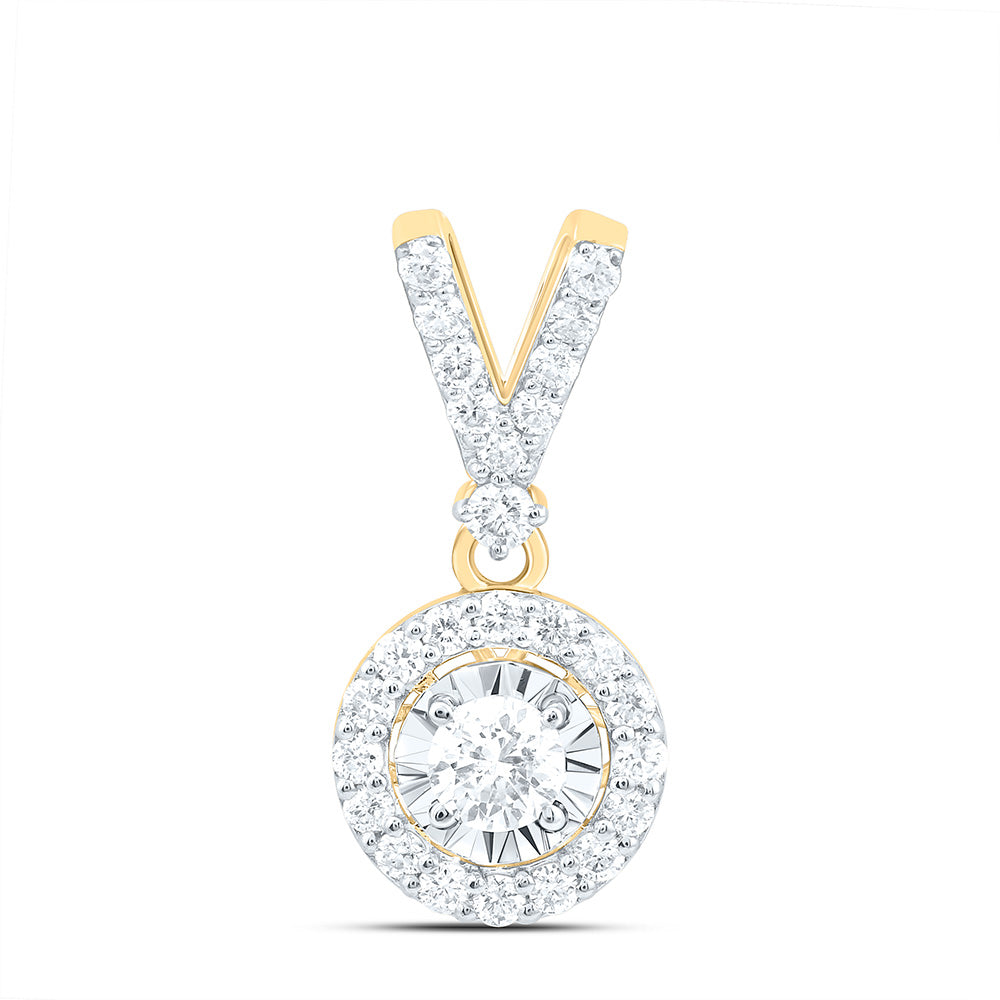 14K Yellow Or White Or Rose Gold 1/4Cttw Natural Diamond Fashion Round Pendant