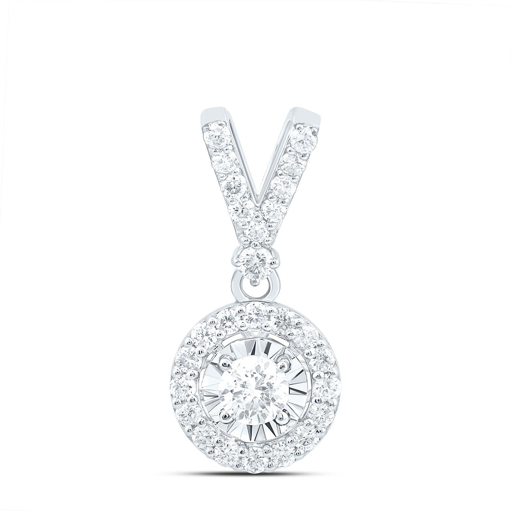 14K Yellow Or White Or Rose Gold 1/4Cttw Natural Diamond Fashion Round Pendant