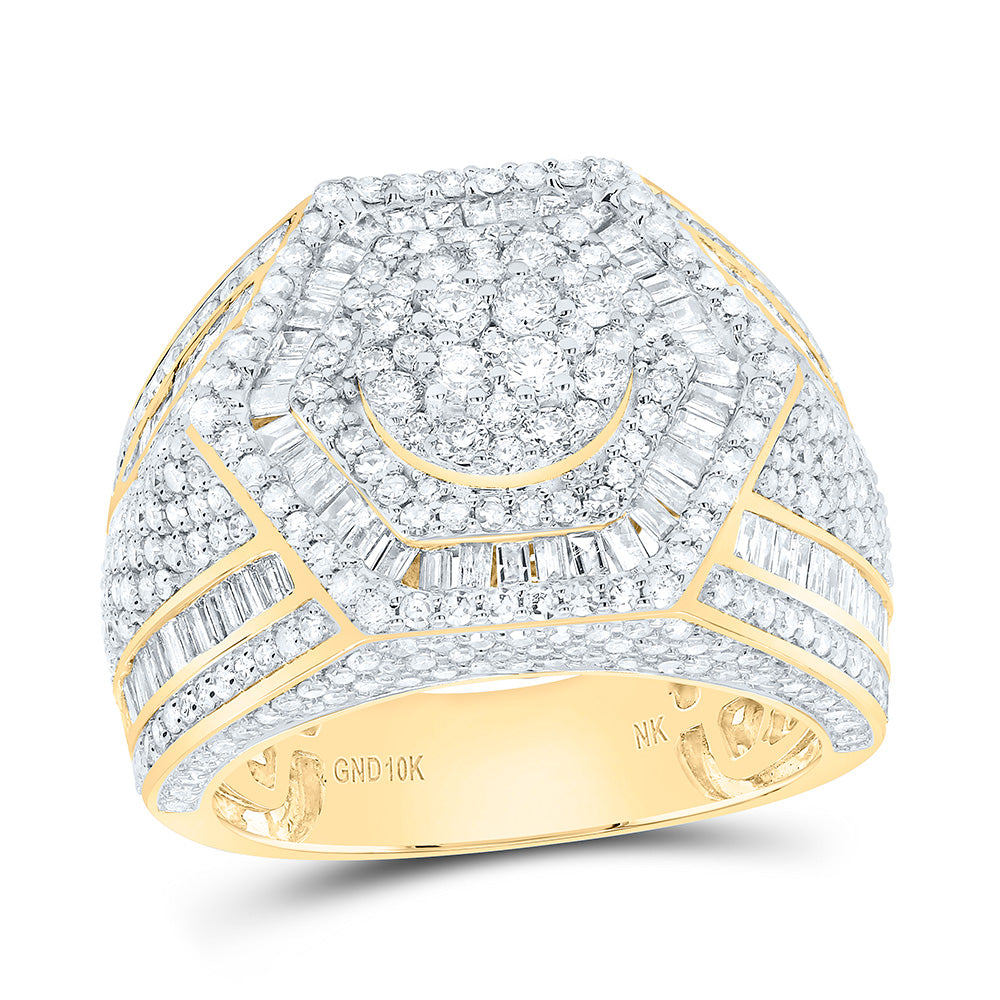 10K Yellow Gold 3 7/8Cttw Natural Diamond Mens Ring