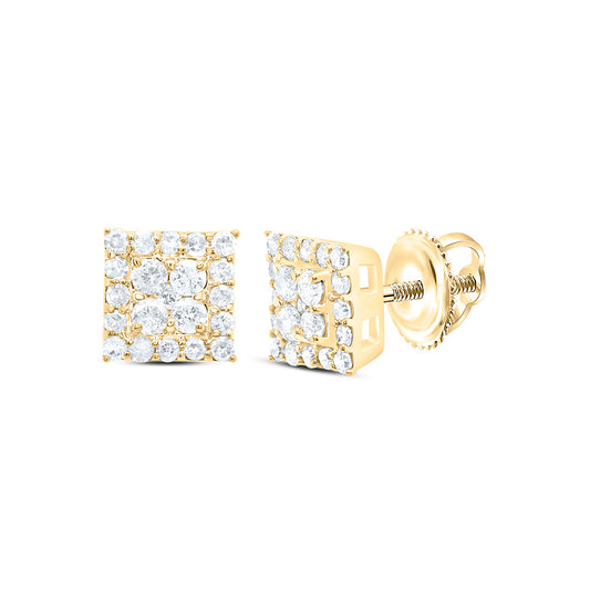 10K Yellow Or White Gold 1/4 Cttw Natural Diamond Square Earring