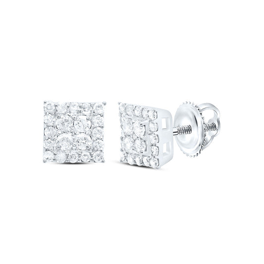 10K White Gold 1/2Cttw Natural Diamond Gift Square Earring