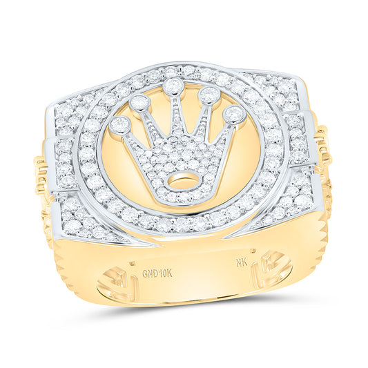 10K Yellow Gold 1 3/8Cttw Natural Diamond Mens Ring