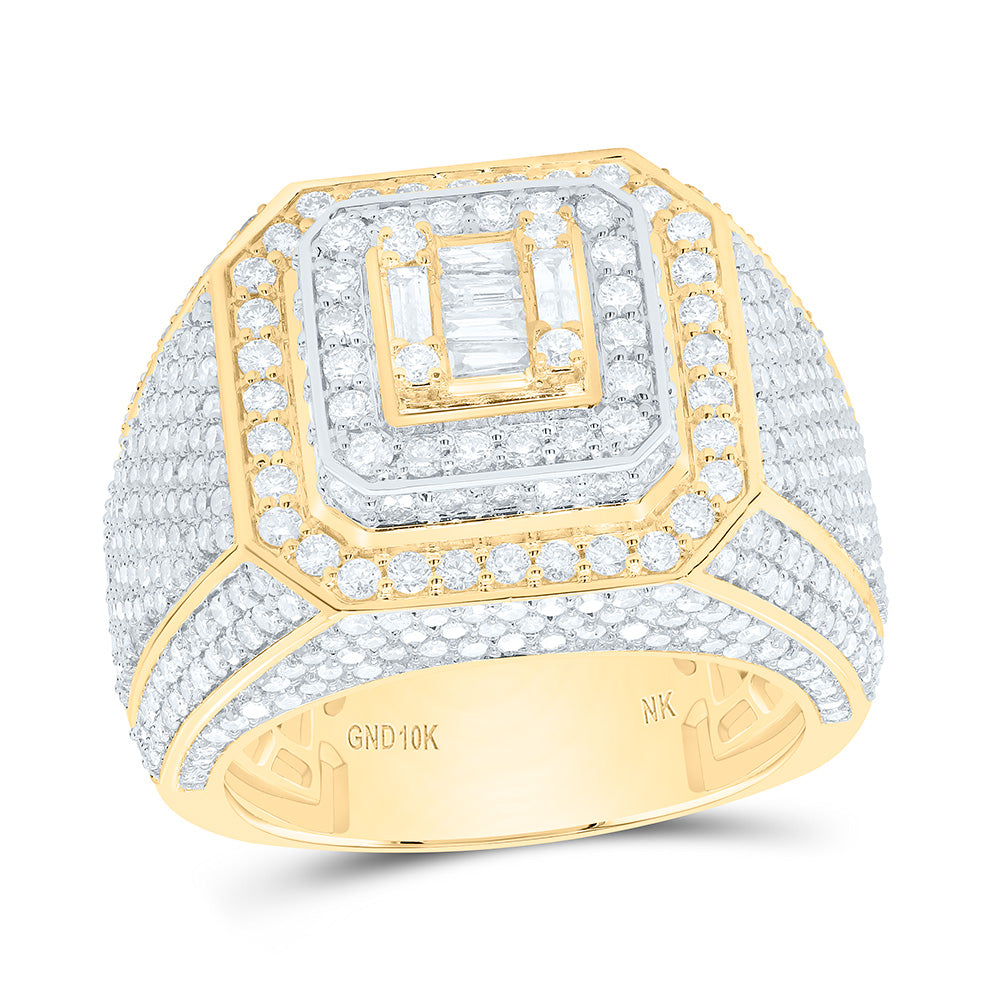 10K Yellow Gold 3 7/8Cttw Natural Diamond Mens Ring