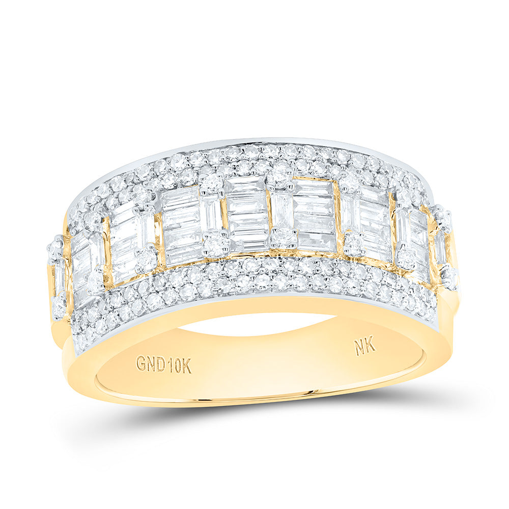 10K Yellow Gold 1 3/8 Cttw Natural Diamond Nk Mens Bridal Anniversary Wedding Engagement Band Ring