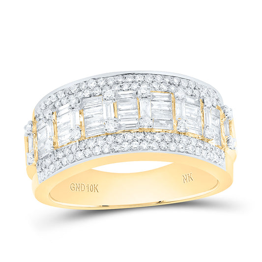 10K Yellow Gold 1 3/8 Cttw Natural Diamond Nk Mens Bridal Anniversary Wedding Engagement Band Ring