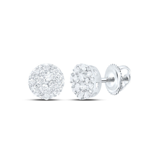 10K White Gold 7/8 Cttw Natural Diamond Round Earring