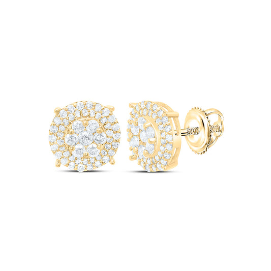 10K Yellow Gold 1 Cttw Natural Diamond Round Earring