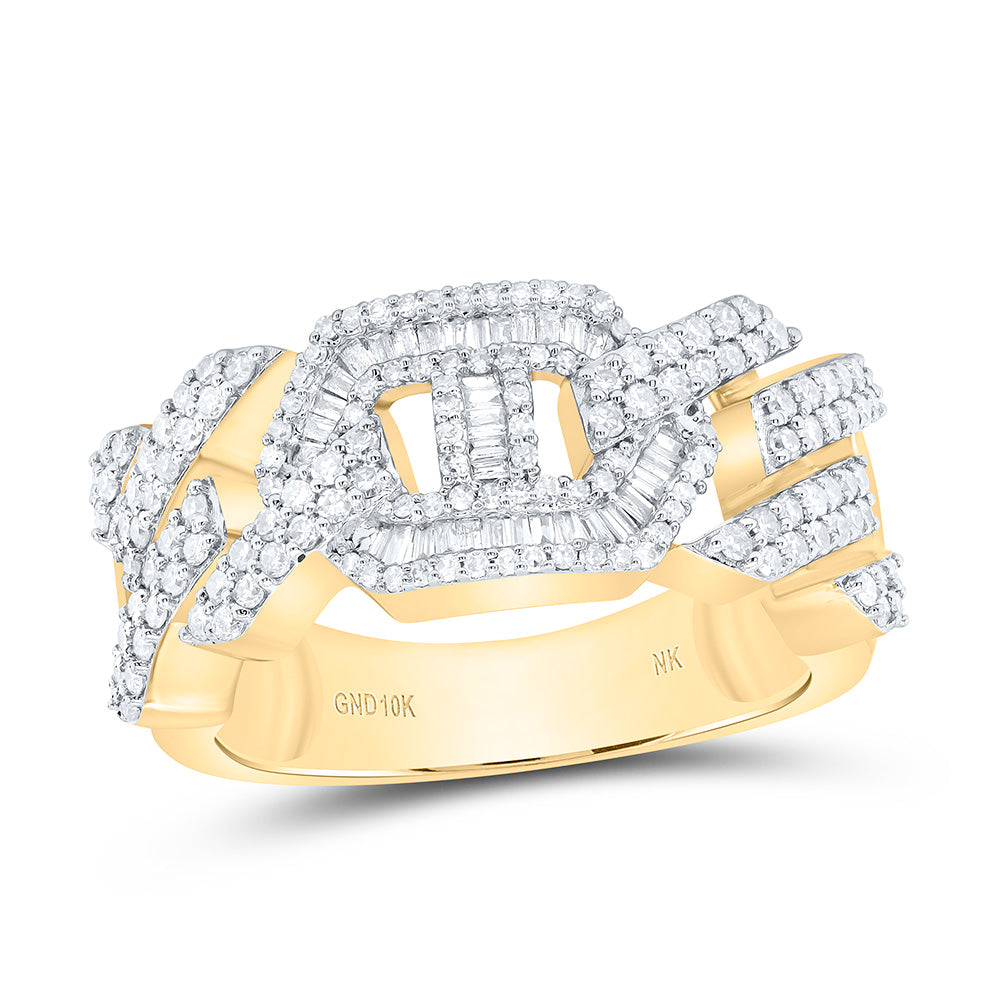 10K Yellow Gold 1 Cttw Natural Diamond Mens Ring