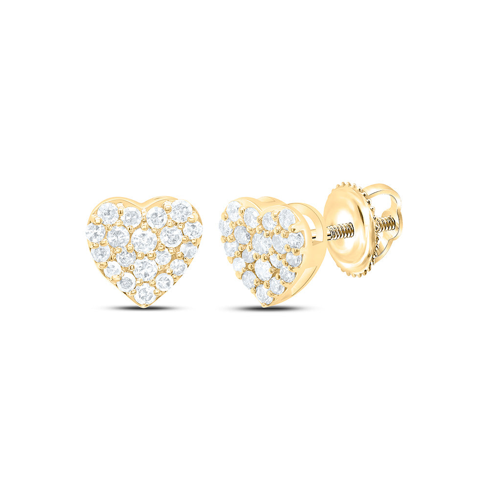 10K Yellow Gold 1/4Cttw Natural Diamond Gift Heart Earring