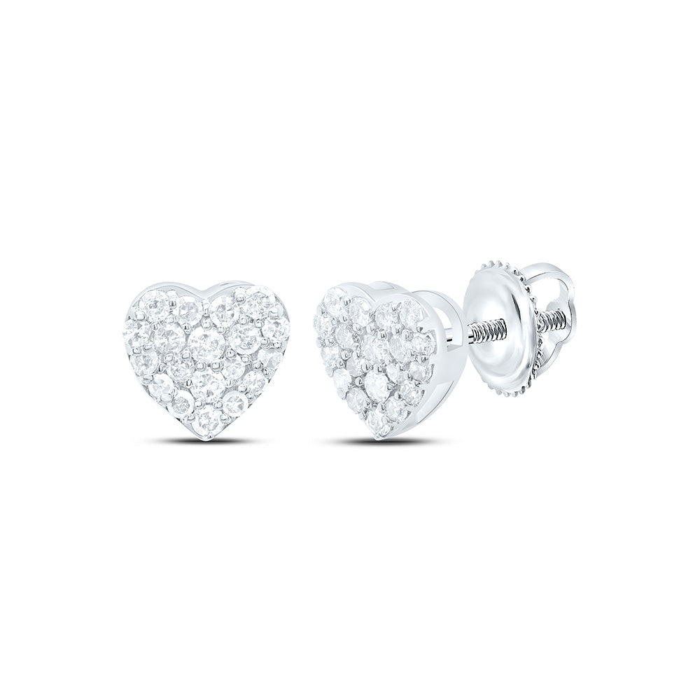 10K Yellow Or White Gold Natural Diamond Heart Earring