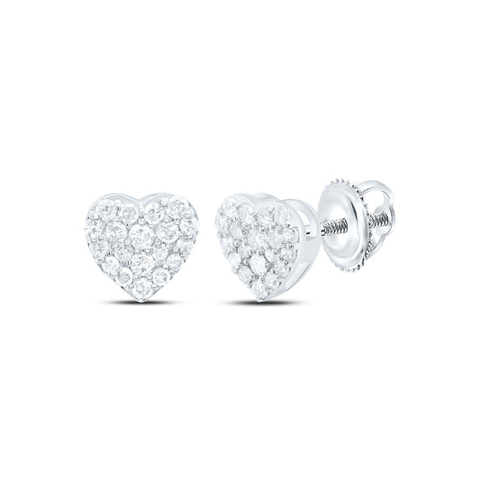 10K Yellow Or White Gold Natural Diamond Heart Earring