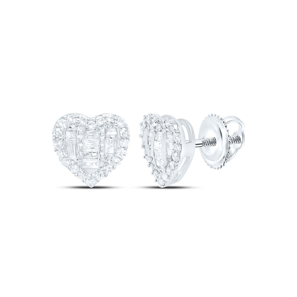 10K White Gold 3/8Cttw Natural Diamond Gift Heart Earring
