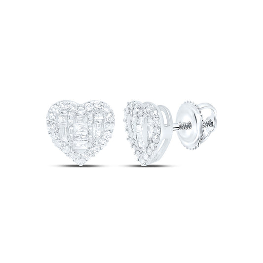 10K White Gold 3/8Cttw Natural Diamond Gift Heart Earring