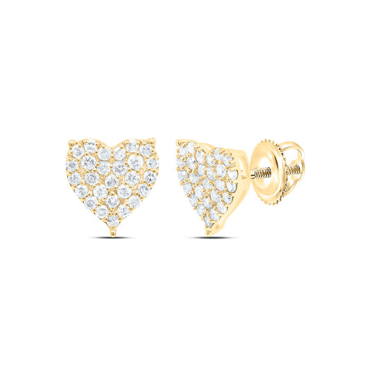 10K Yellow Or White Gold 1/2Cttw Natural Diamond Gift Heart Earring