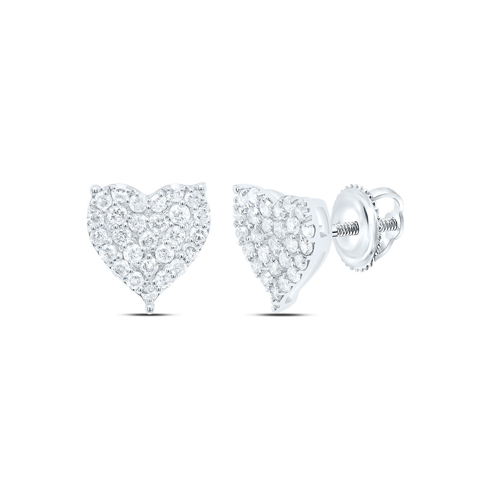 10K Yellow Or White Gold 1/2Cttw Natural Diamond Gift Heart Earring