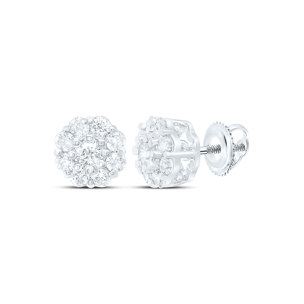 10K Yellow Or White Gold 1/2Cttw Natural Diamond Gift Flower Earring