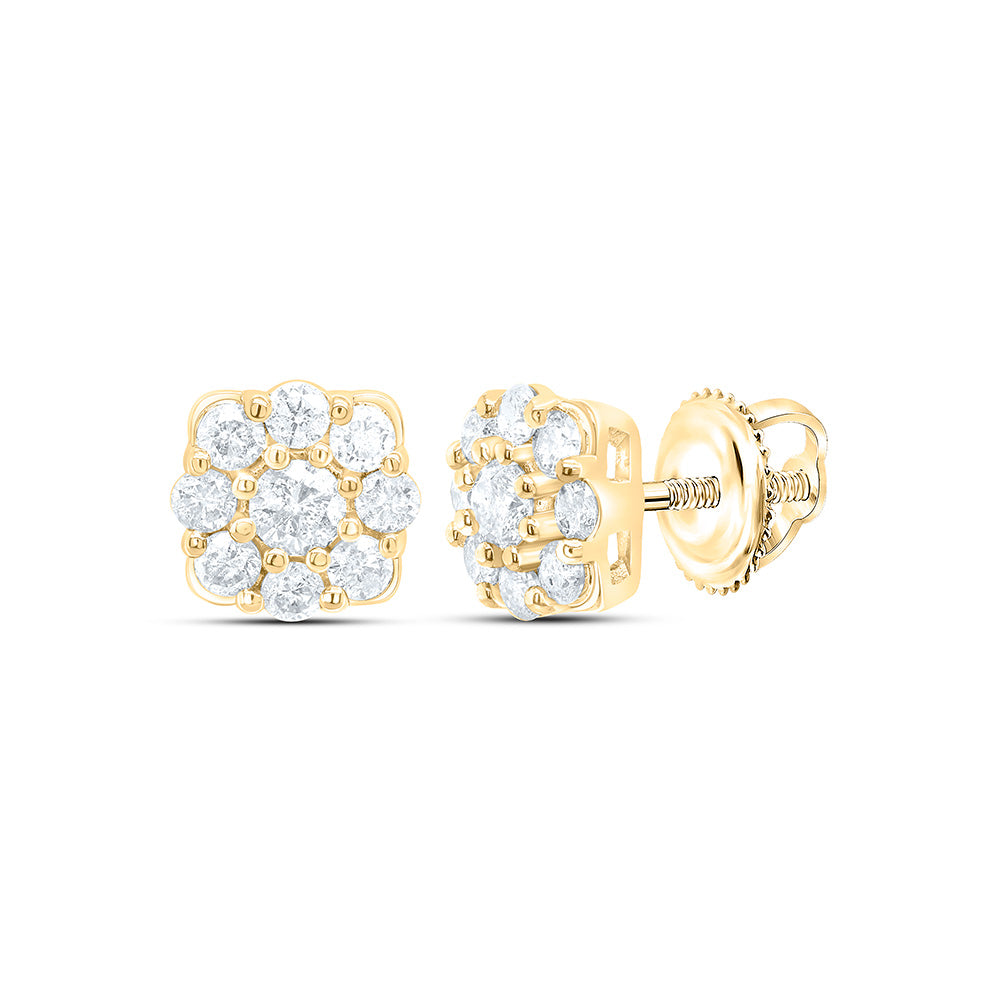 10K Yellow Or White Gold 1/2Cttw Natural Diamond Gift Flower Earring