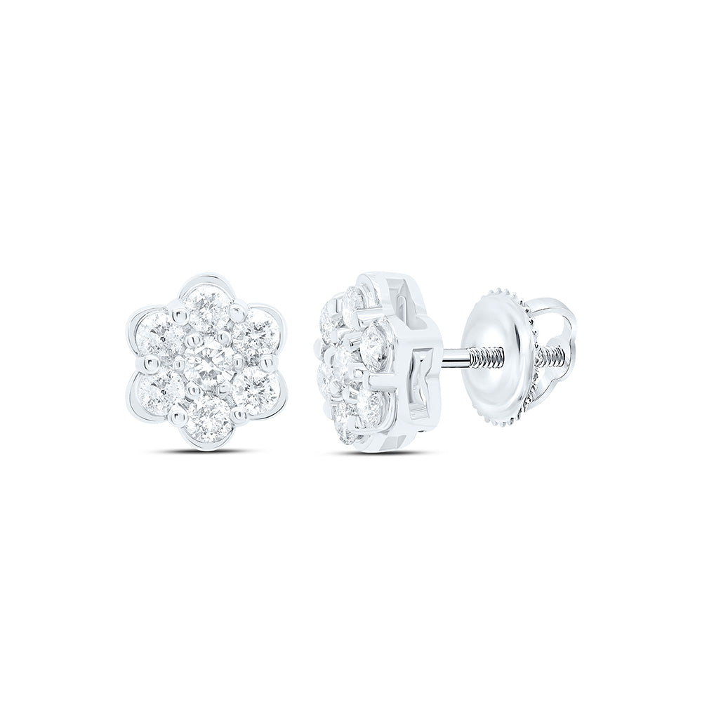 10K Yellow Or White Gold 1/2Cttw Natural Diamond Gift Flower Earring