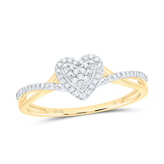 10K Yellow Or White Gold 1/4Cttw Natural Diamond Nk Fashion Heart Ring