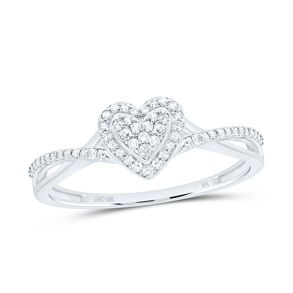 10K Yellow Or White Gold 1/4Cttw Natural Diamond Nk Fashion Heart Ring