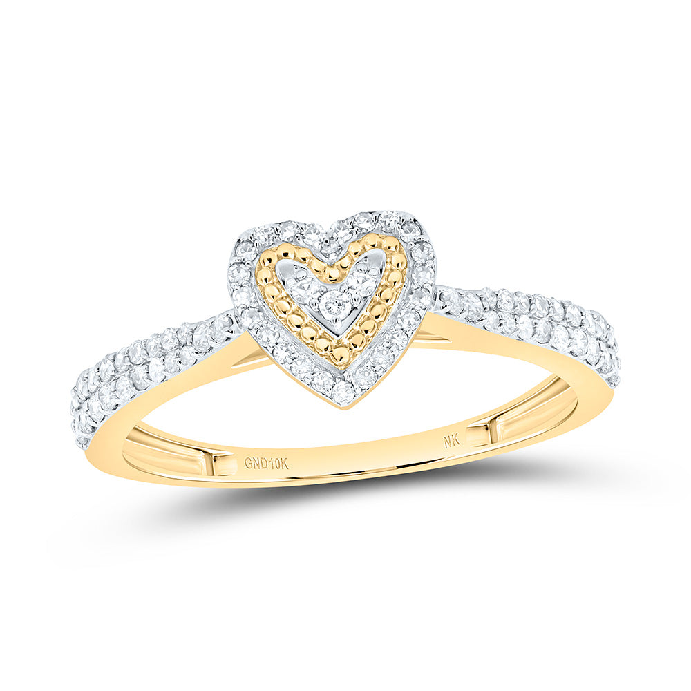 10K Yellow Or White Gold 1/3Cttw Natural Diamond Nk Fashion Heart Ring