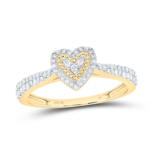 10K Yellow Or White Gold 1/3Cttw Natural Diamond Nk Fashion Heart Ring