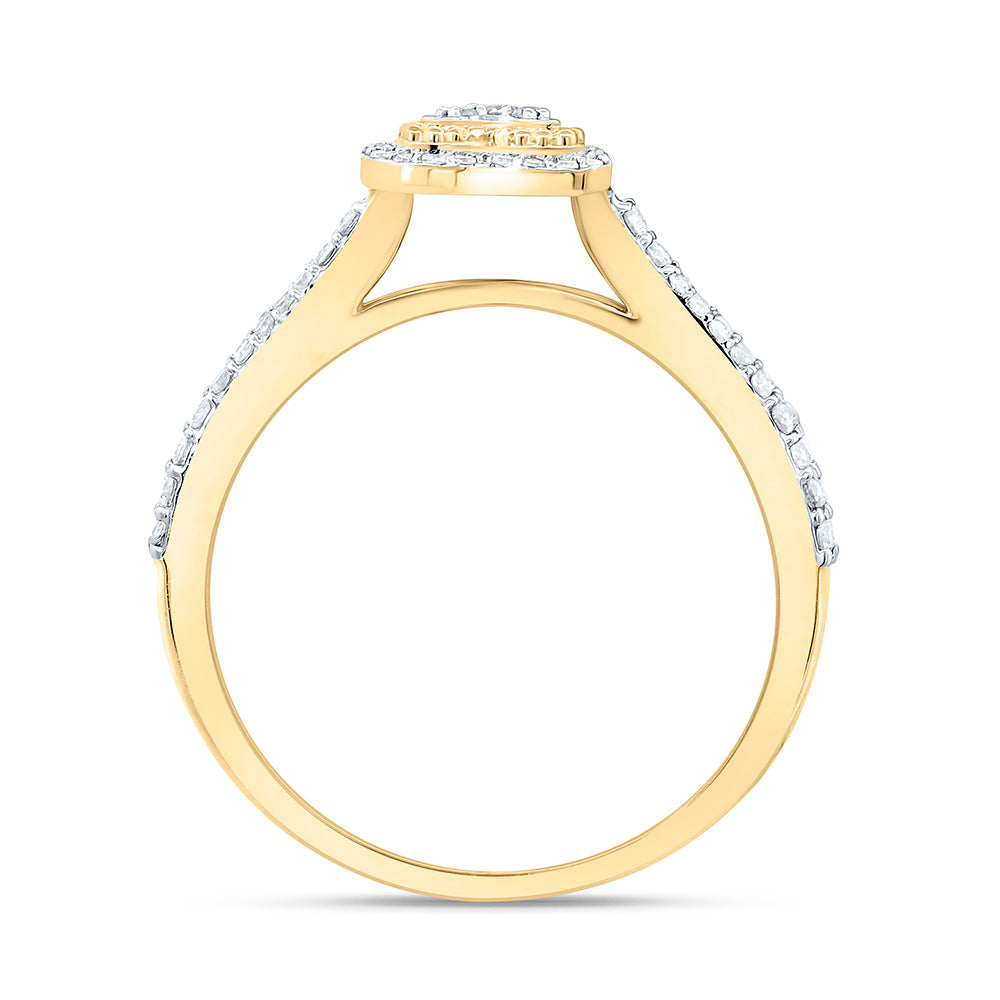 10K Yellow Or White Gold 1/3Cttw Natural Diamond Nk Fashion Heart Ring