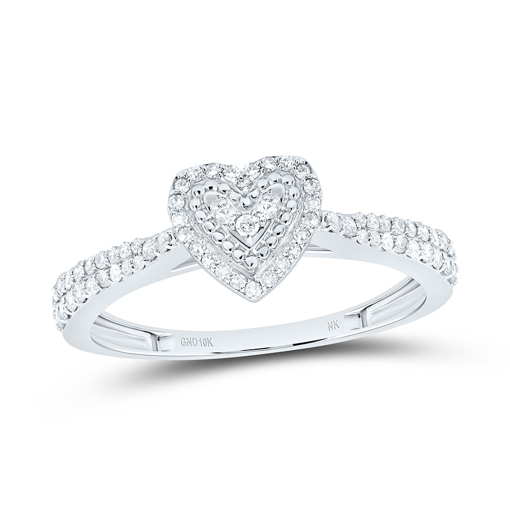 10K Yellow Or White Gold 1/3Cttw Natural Diamond Nk Fashion Heart Ring