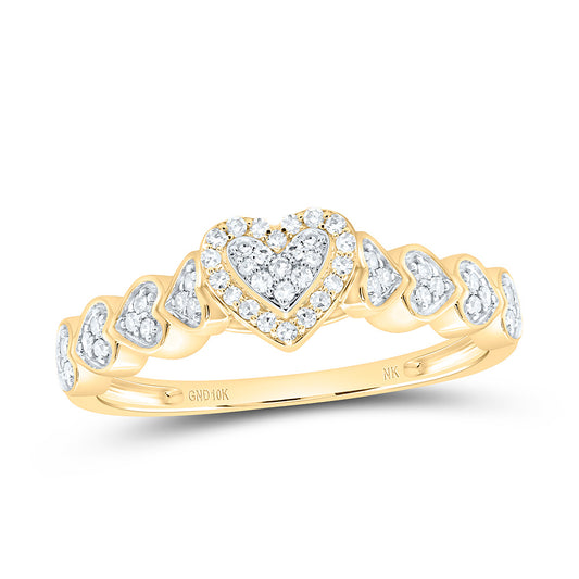 10K Yellow Gold 1/4Cttw Natural Diamond Nk Fashion Heart Ring