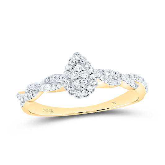 10K Yellow Or White Gold 1/5Cttw Natural Diamond Nk Fashion Pear Ring