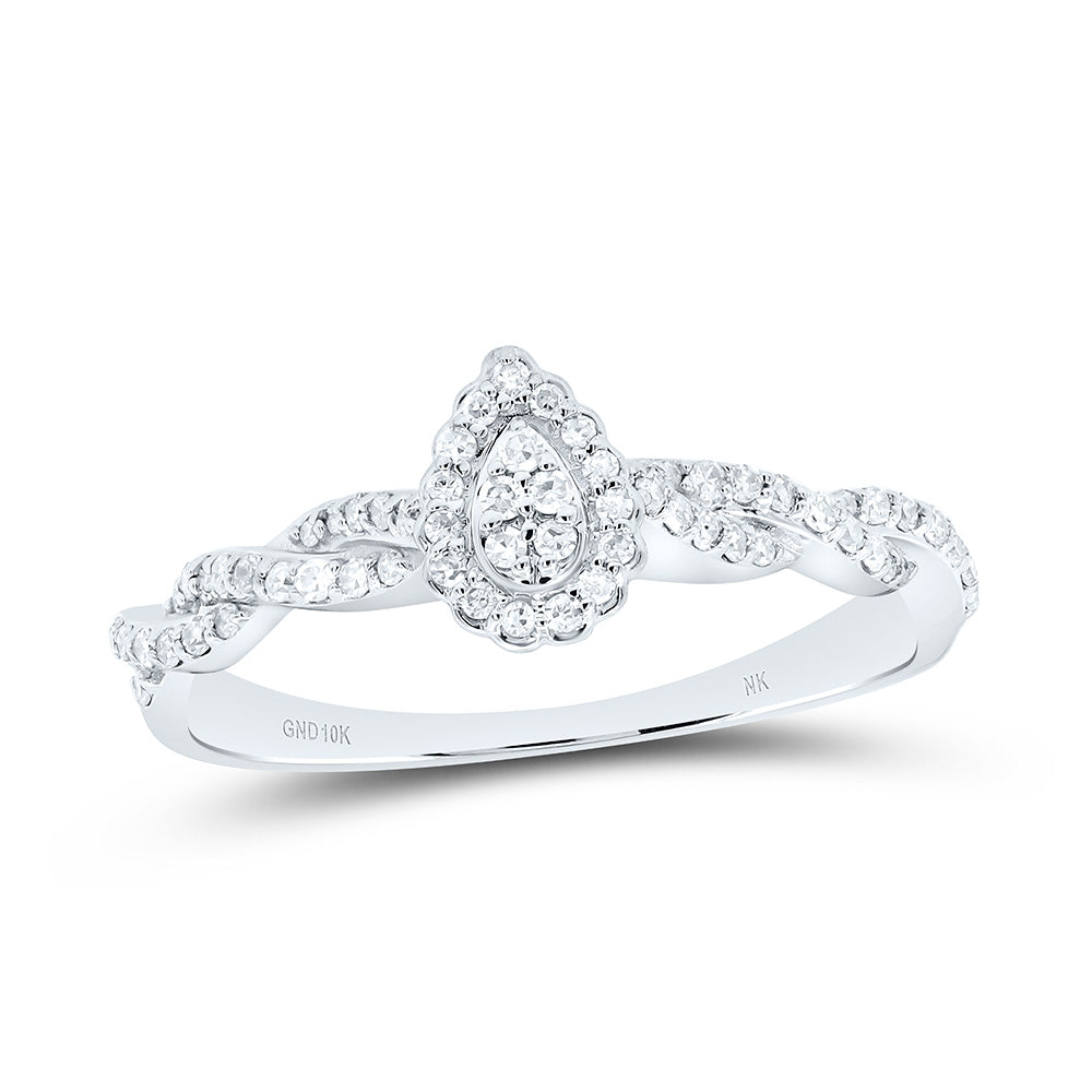 10K Yellow Or White Gold 1/5Cttw Natural Diamond Nk Fashion Pear Ring
