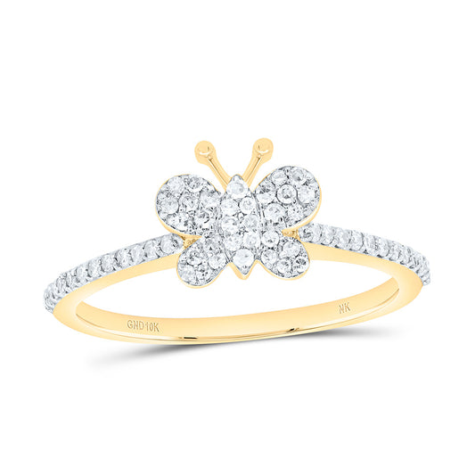10K Yellow Or White Gold 1/4Cttw Natural Diamond Nk Fashion Butterfly Ring