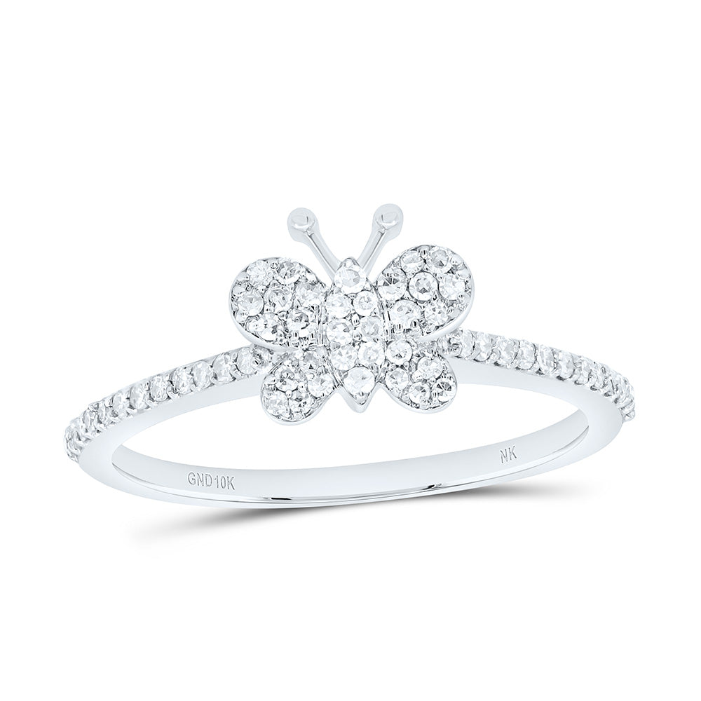 10K Yellow Or White Gold 1/4Cttw Natural Diamond Nk Fashion Butterfly Ring
