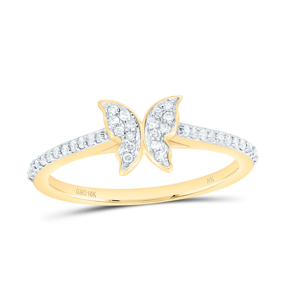 10K Yellow Or White Gold 1/5Cttw Natural Diamond Nk Fashion Butterfly Ring