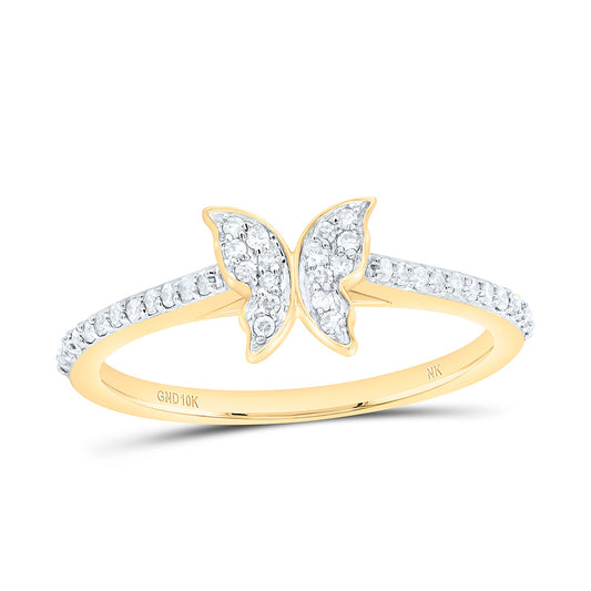 10K Yellow Or White Gold 1/5Cttw Natural Diamond Nk Fashion Butterfly Ring