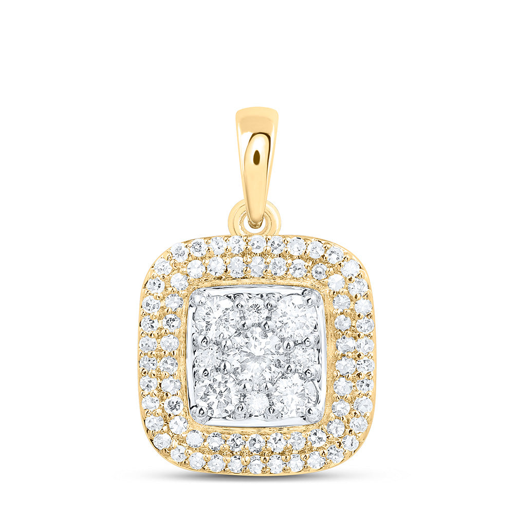 10K Yellow Gold 1/2Cttw Natural Diamond Nk Fashion Cushion Pendant