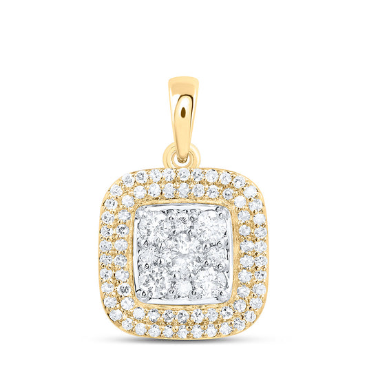 10K Yellow Gold 1/2Cttw Natural Diamond Nk Fashion Cushion Pendant