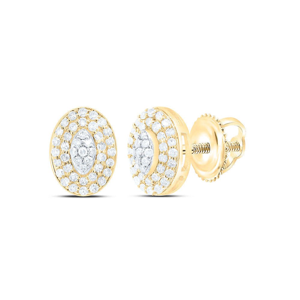 10K Yellow Or White Gold 1/4Cttw Natural Diamond Nk Fashion Oval Earring