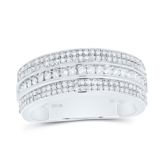 10K Yellow Or White Gold 7/8Cttw Natural Diamond Nk Mens Band
