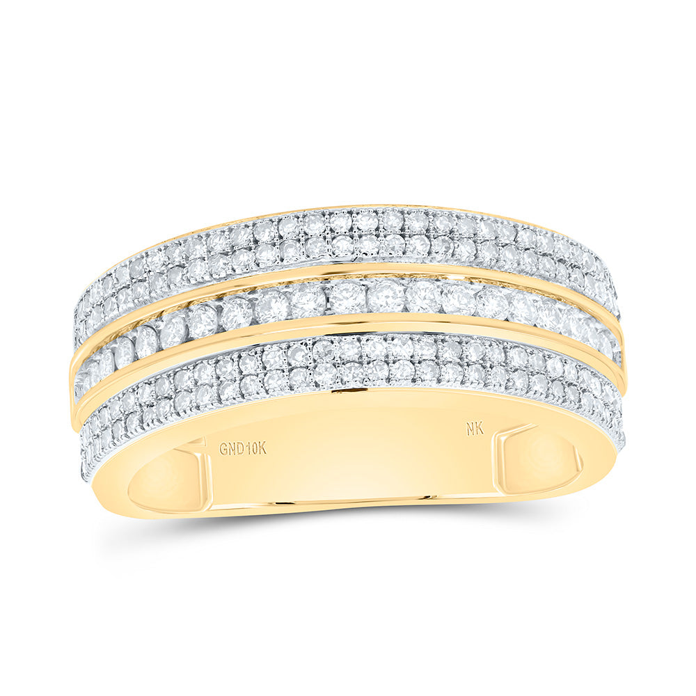10K Yellow Or White Gold 7/8Cttw Natural Diamond Nk Mens Band