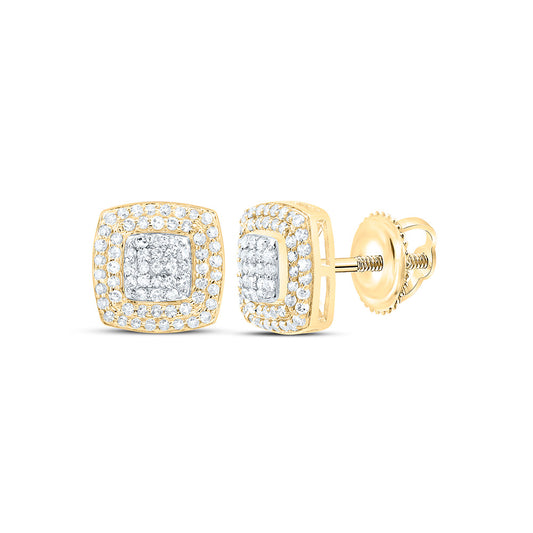 10K Yellow Or White Gold 3/8Cttw Natural Diamond Nk Fashion Cushion Earring