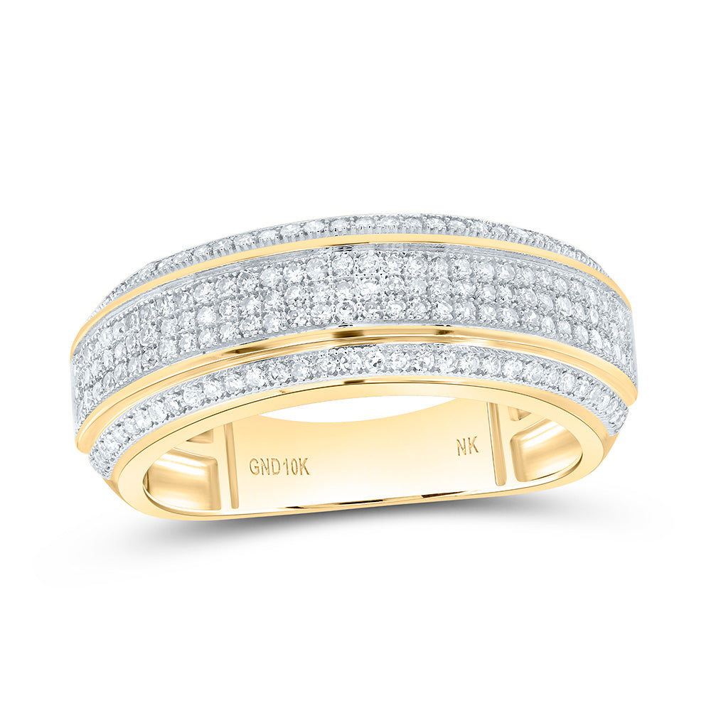10K Yellow Or White Gold 5/8Cttw Natural Diamond Nk Mens Band