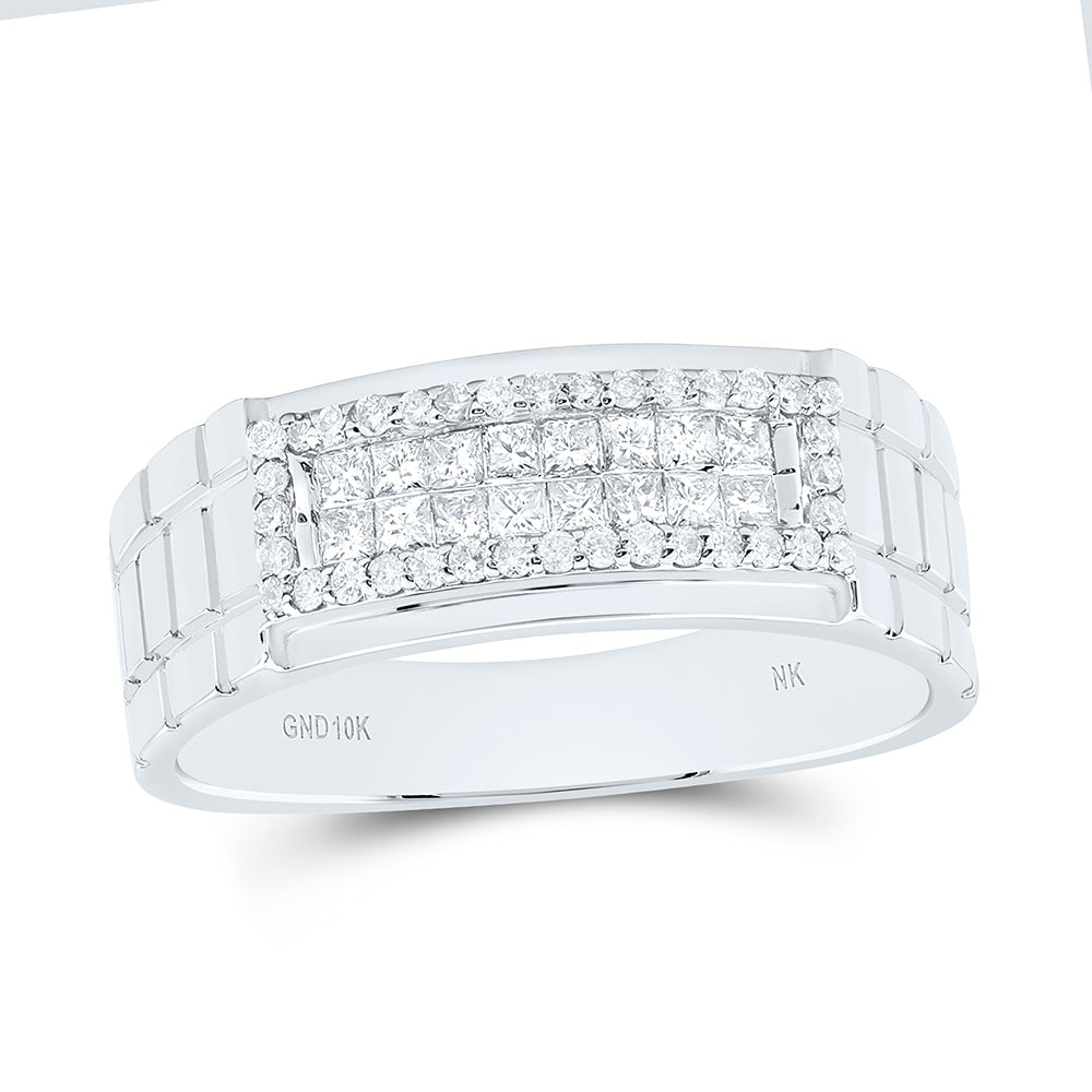 10K Yellow Or White Gold 5/8Cttw Natural Diamond Nk Mens Band
