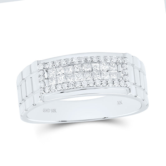 10K Yellow Or White Gold 5/8Cttw Natural Diamond Nk Mens Band