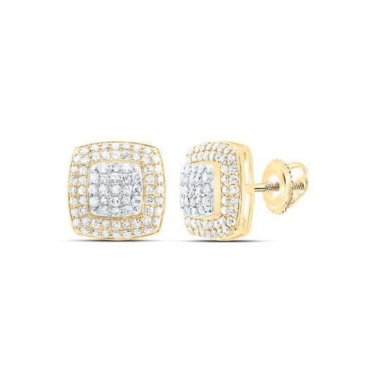 10K Yellow Or White Gold 5/8Cttw Natural Diamond Nk Fashion Cushion Earring
