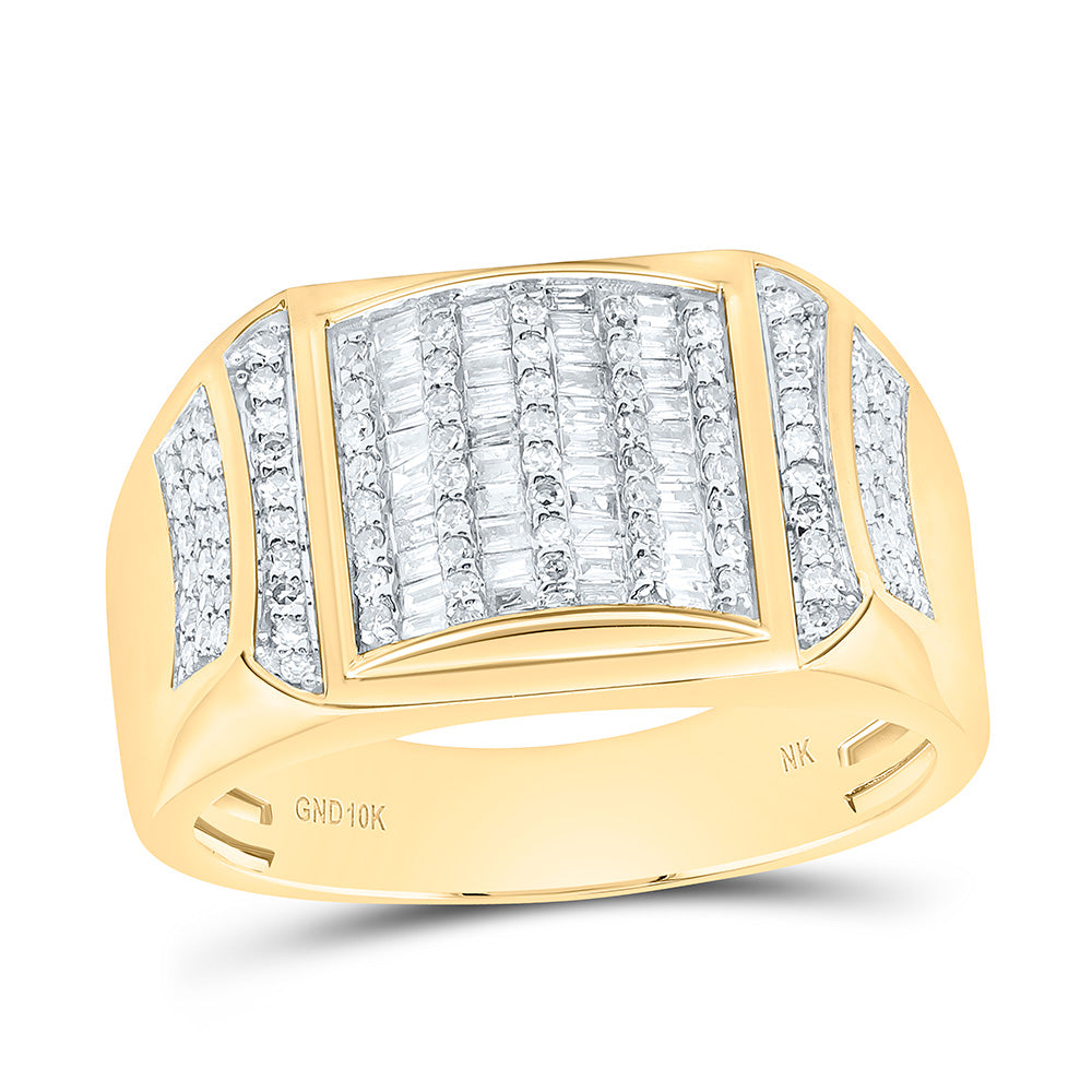 10K Yellow Gold 5/8Cttw Natural Diamond Nk Mens Ring