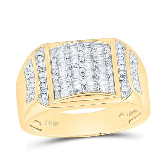 10K Yellow Gold 5/8Cttw Natural Diamond Nk Mens Ring