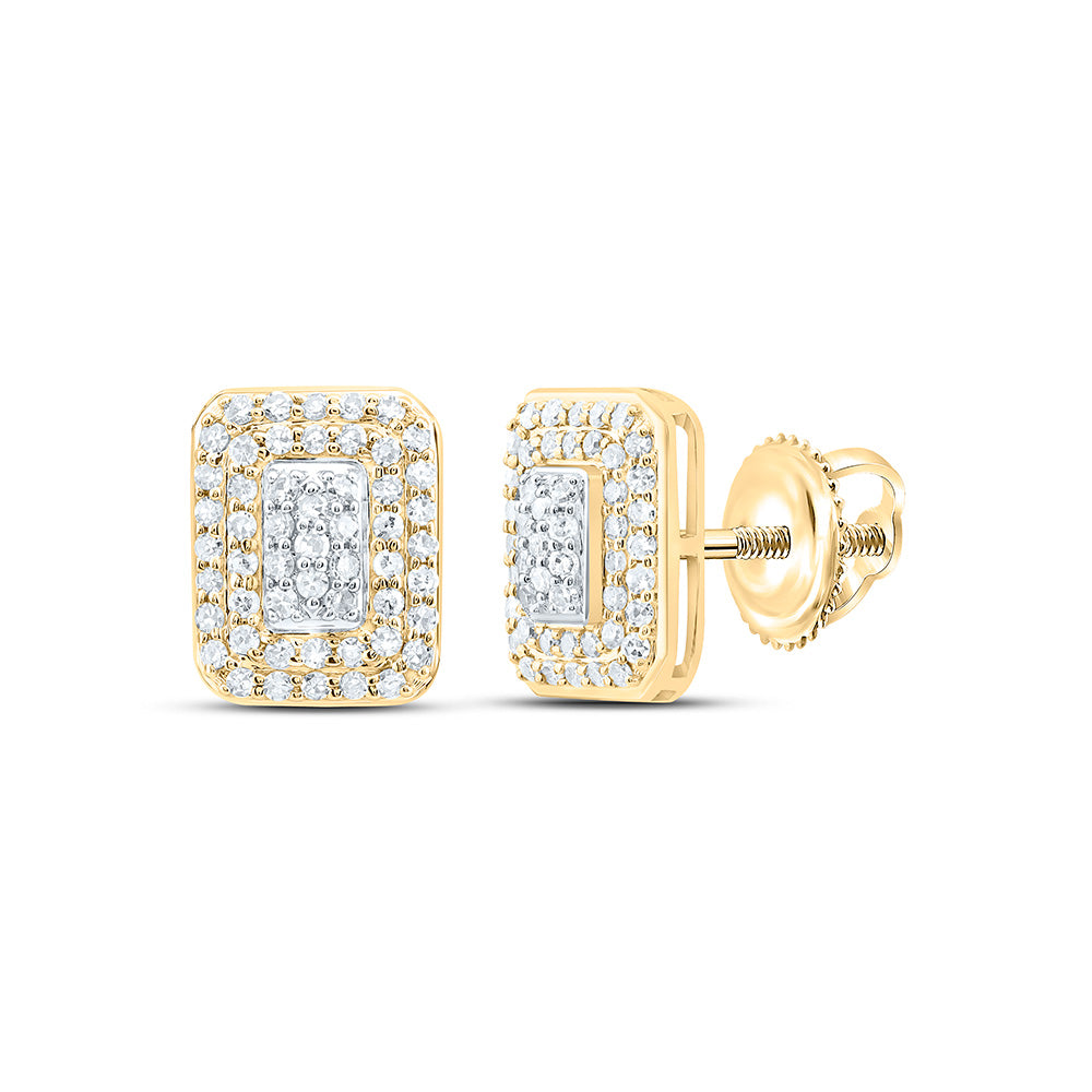 10K Yellow Gold 3/8Cttw Natural Diamond Nk Fashion Emerald Earring