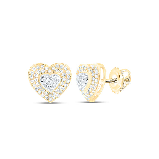 10K Yellow Or White Gold 1/3Cttw Natural Diamond Nk Fashion Heart Earring