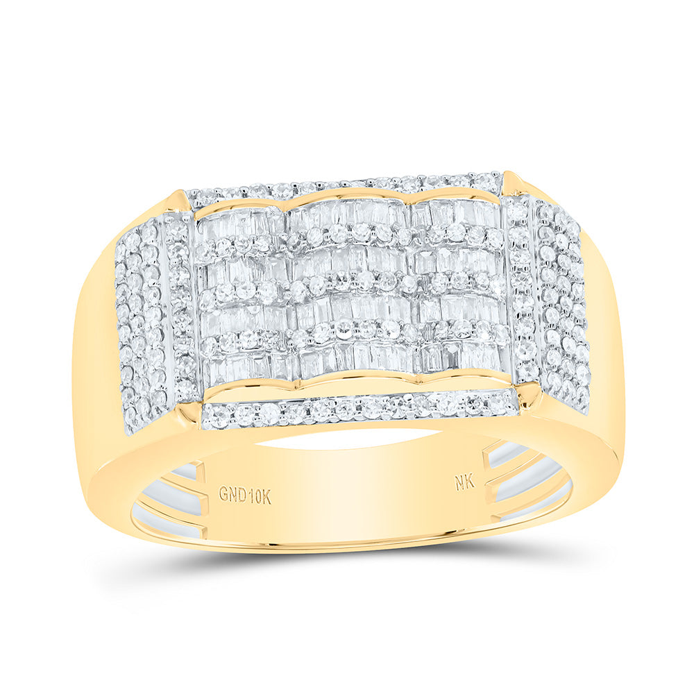 10K Yellow Gold 3/4Cttw Natural Diamond Nk Mens Ring